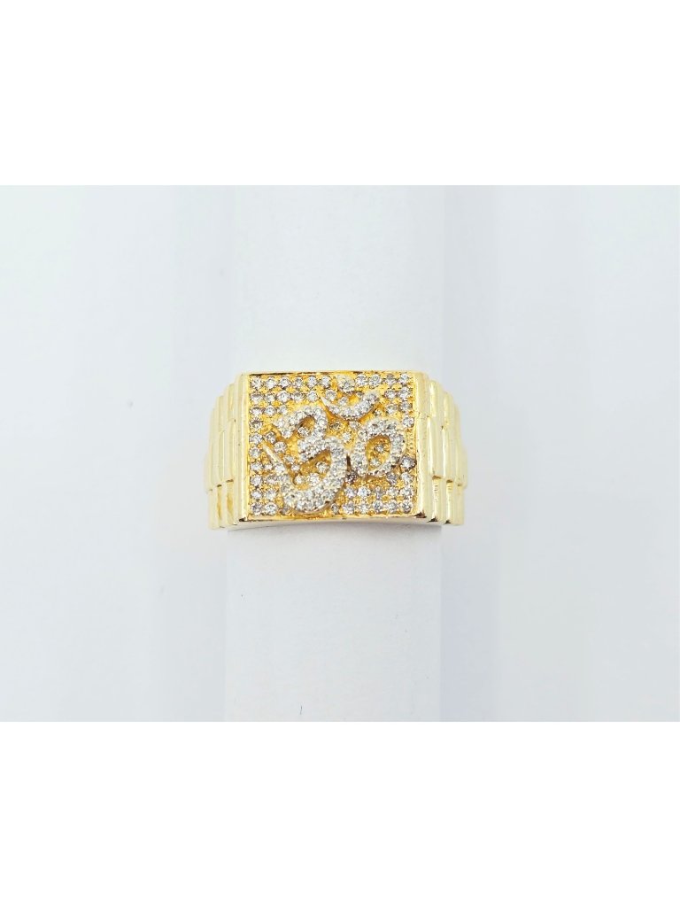 10k Yellow Gold Designer Mens Diamond Cluster Rolex Style Om Ring  Size 9